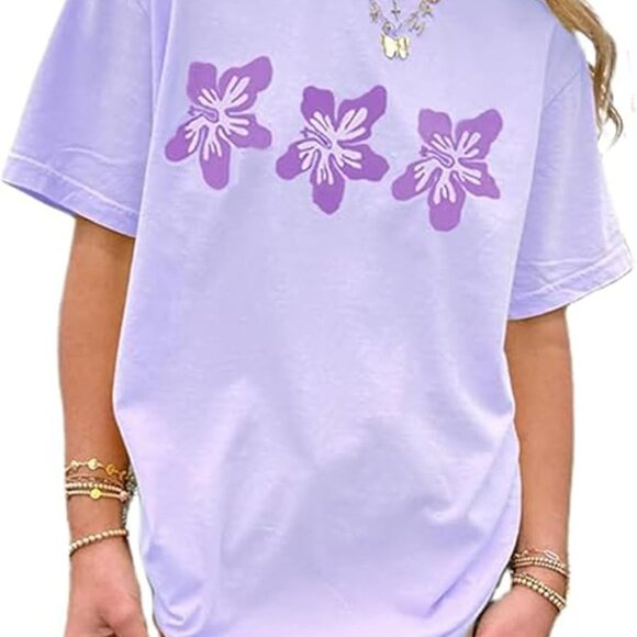 Lightweight Oversized Short Sleeve Tee - Fashion-Forward Essential in Purple - Picture 1 of 4